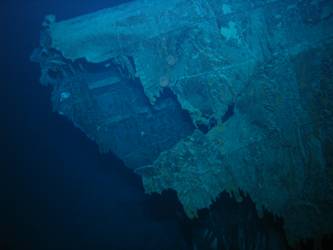 Damage to aft end of inverted bow